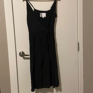 Black silk wrap dress